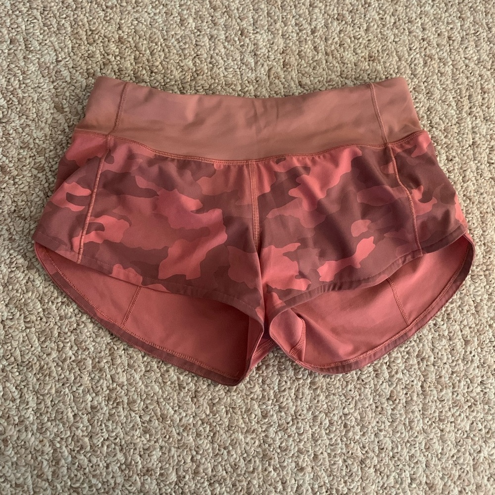 Lululemon Speed Up Shorts Pink Camo Size 2